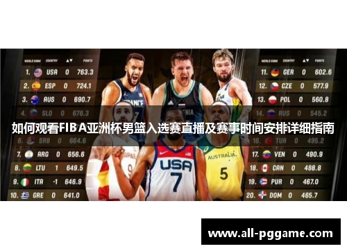 如何观看FIBA亚洲杯男篮入选赛直播及赛事时间安排详细指南